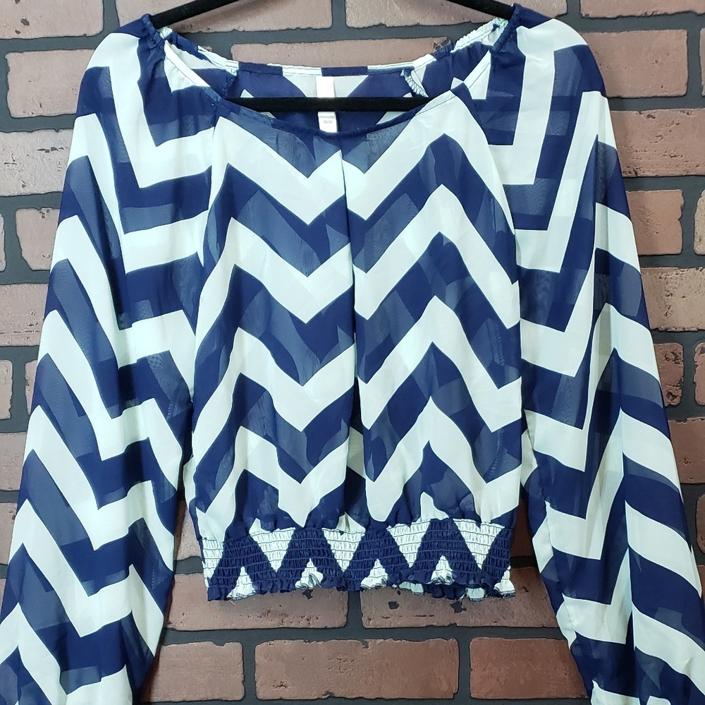 Xhilaration  zigzag striped mesh blouse